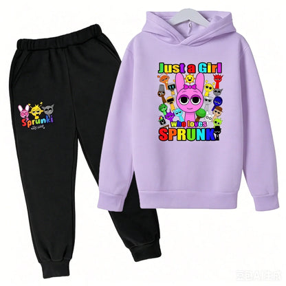 Sprunki Kids Clothes Hoodie+pants Age 2-12 Boy Girl Incredibox Anime Figures Sweatshirt Spring Autumn Pullover for Children Sets