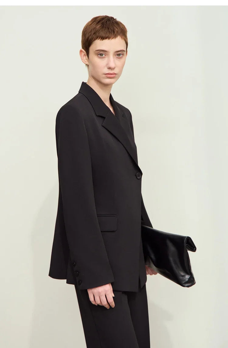 Minimalism 2024 Autumn New Blazers Women Notched Basic Quality Fashion Long Professional Jacket Women's Clothing 12443051