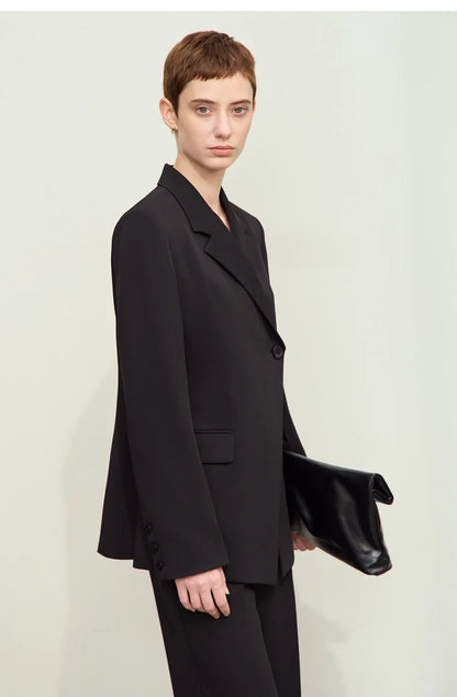 Minimalism 2024 Autumn New Blazers Women Notched Basic Quality Fashion Long Professional Jacket Women's Clothing 12443051