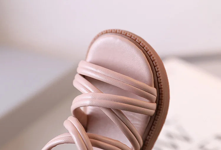 Sweet Princess Shoes for Little Girls 2026 Summer New Fashion Korean Edition High Top Roman Sandals for Girls