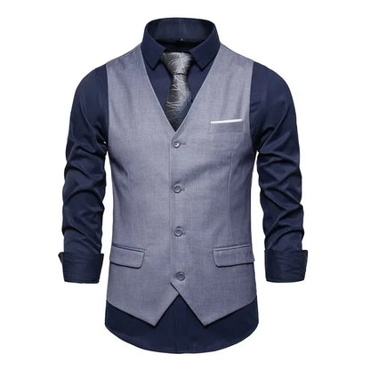 Blue Suit Vest, Men's Business Sleeveless Vests Jacket, Asian size S-6XL, Wedding Party Waistcoat, Red Purple Black Gray