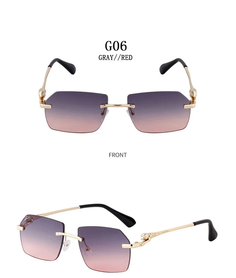 Rimless Sunglasses Women 2024 Luxe Vintage Designer Sunglasses For Men Retro Fashion Glasses De Sol Mujer Lunette Soleil Femme