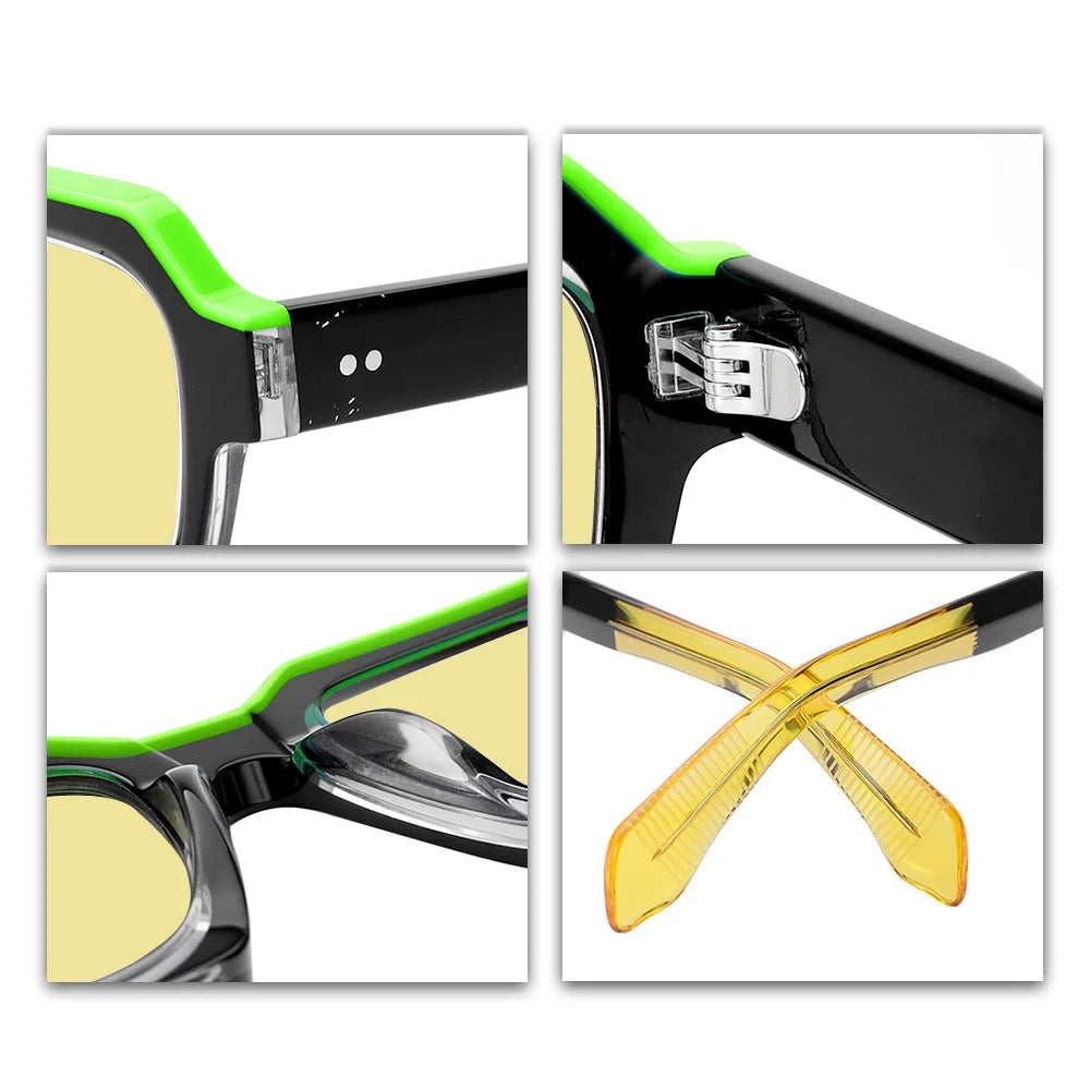 Luxury Design Look Oversized Sunglasses Women Polarized Glasses Trendy Thick Acetate Wide Double Bridge UV400 Retro