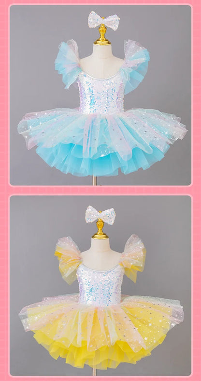 Children's Day Dance Dress Girl Ballet Princess Summer Dresses Girls Ballet Sequins Outfit Kids Clothes Vestidos Birthday Gift
