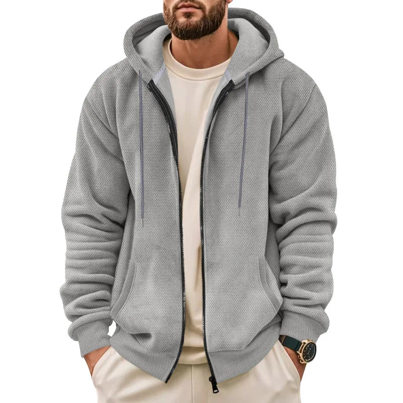 New Men's Sweater Coat Fall Winter New Composite Velvet Zipper Cardigan Casual Hooded Sweatshirt Sweater Fashion Men's Clothing