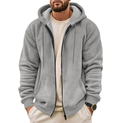 New Men's Sweater Coat Fall Winter New Composite Velvet Zipper Cardigan Casual Hooded Sweatshirt Sweater Fashion Men's Clothing