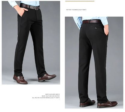 Spring Autumn Men's Casual Business Suit Pants Sports Stretch Suit Pants  Male Trousers Big Size Loose Straight Dress Pants