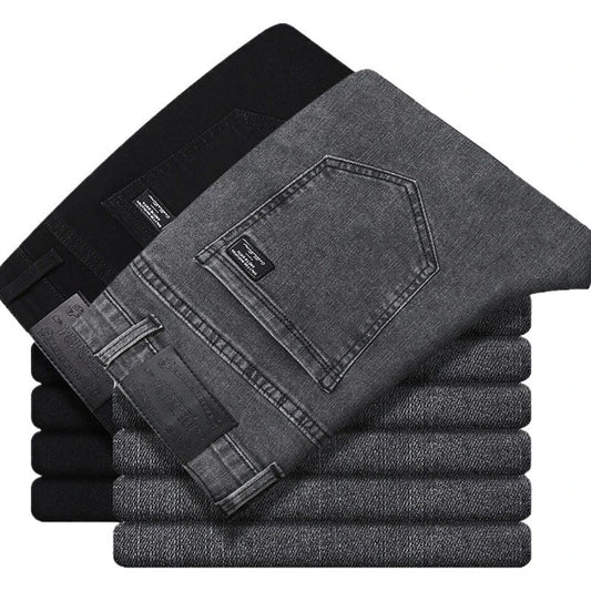 Men's New Stretch Straight Jeans Business Versatile Trendy Youth Casual Regular Long Pants for Spring Autumn Male Denim Trousers