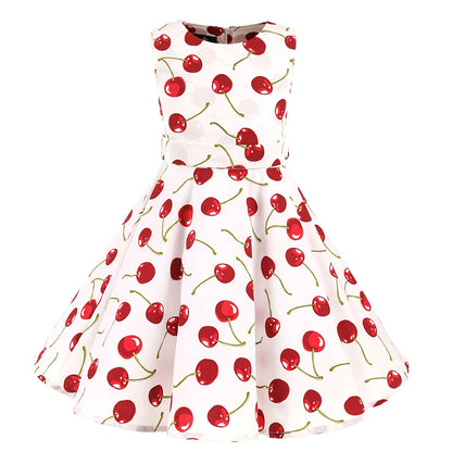 Girl's Retro Dress,Summer Princess Sleeveless Polka Dots Cotton Lightthin Romantic Floral 50s Vintage Dress Party Wedding Daliy