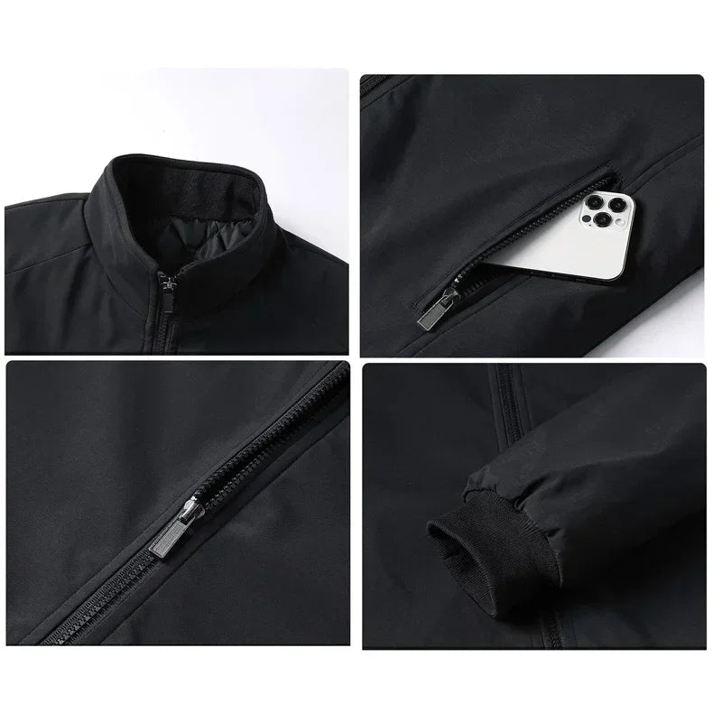 Plus Size 8xl Jacket for Men 2026 Thick Stand Collar Solid Winter Jacket Men Waterproof Warm Business Casual Men Coats