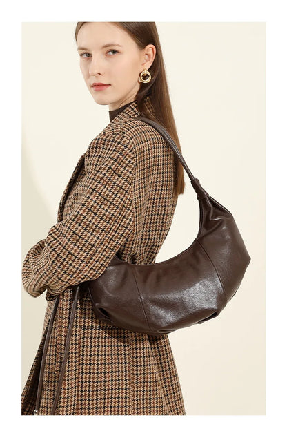 Dumpling bag leather bag Soft Leather Large Capacity minimalist shoulder bag women female luxury moon bag handbag