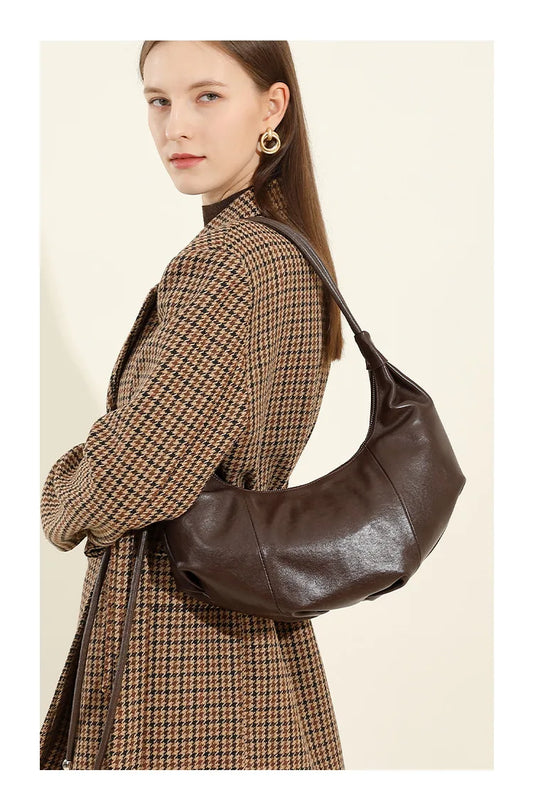 Dumpling bag leather bag Soft Leather Large Capacity minimalist shoulder bag women female luxury moon bag handbag
