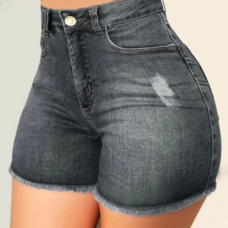 Sexy Hot Slim Denim Shorts Women Fashion Trendy All-match Solid Color Tight High Waist Short Jeans Lady Commuting Cowboy Outfits