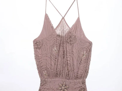 Sequin Tulle Mini Dress Women Ruched Slip Short Dresses for Woman Luxury Party Women's Dress Sexy Backless Dress Women