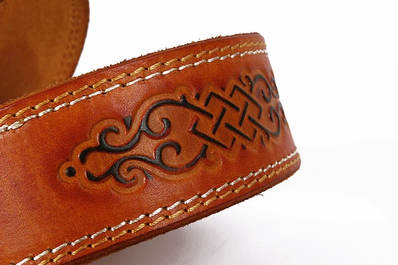3.8cm Chinese Pattern Cowboy Smooth Buckle Men's Belt Ceinture Homme Yellow Belt Male Wide Jeans Men Genuine Leather Belt