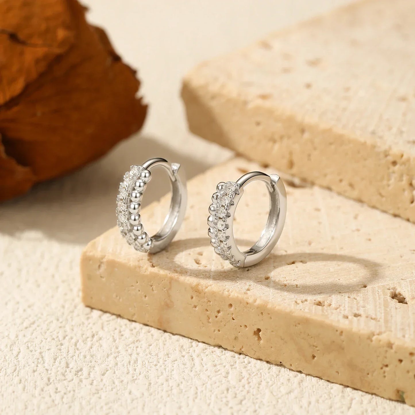 D Color Moissanite Ear Buckle 925 Sterling Silver Fashion Polishing Beads Lab Diamond Hoop Earrings For Women Jewelry