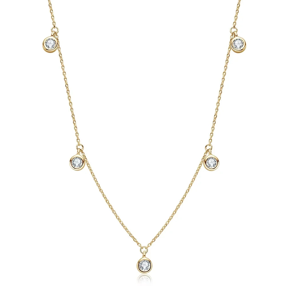 Moissanite Necklaces for Women 0.5ct Round Lab Diamond GRA s925 Sterling Silver 18k Dainty Daily Necklace Jewelry Gift