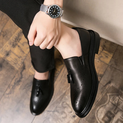 Brand Mens Leather Office Flats Wedding Banquet Luxury Loafers Comfortable Designer Oxfords Business Formal Korean Shoes for Men