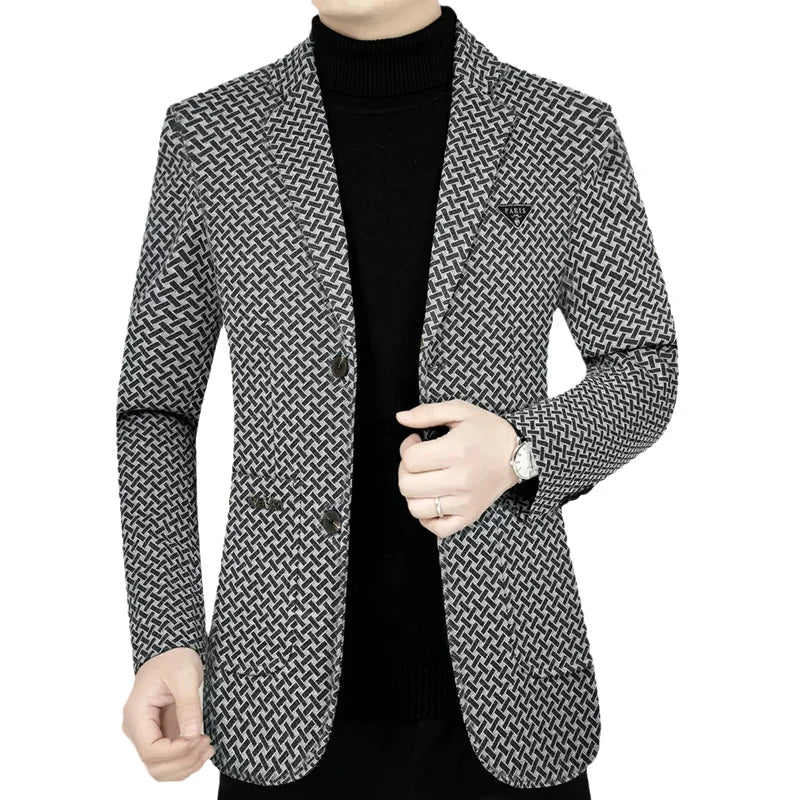 2026 Spring New Men's Blazer Business Casual Suit Jacket Middle Aged Male Fashion Office Wear Outerwear Top