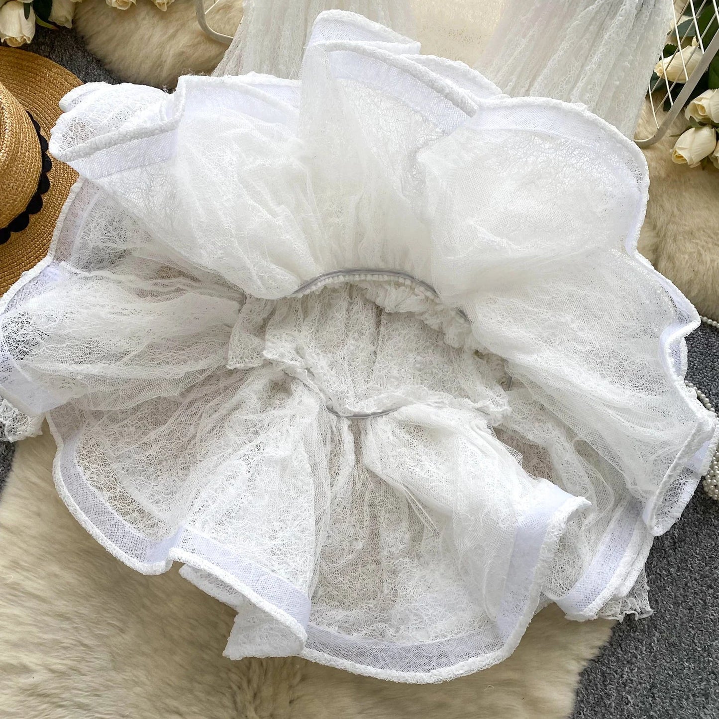Autumn Streetwear Tops Suits Women O Neck Full Sleeves Thin Sheer Lace Shirts+Sleeveless Outerwear Ruffles Tank Top