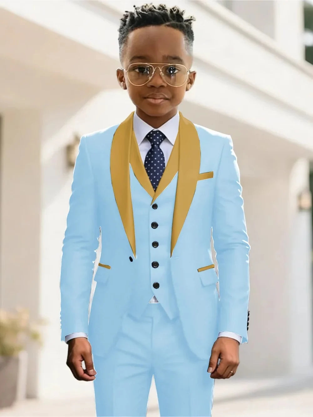 New Kids Suit Set 3 Pieces Wedding Ring Bearer Outfit Boys Handsome Shawl Lapel Tuxedo For Piano Peformance 2-20T