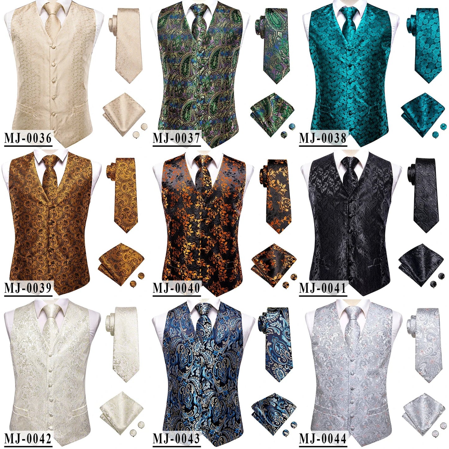 Wedding Coral Pink Mens Vest Silk Tie Set Adjustable Jacquard Waistcoat Jacket Necktie Hanky Cufflinks Formal Party Gifts