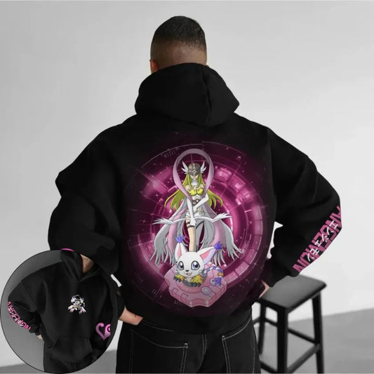 Digimon Men's Hoodie Sweater Angewomon Tailmon Japanese Anime Summer Boy Kids Y2k Harajuku Long Sleeve Top Parent-Child Clothing