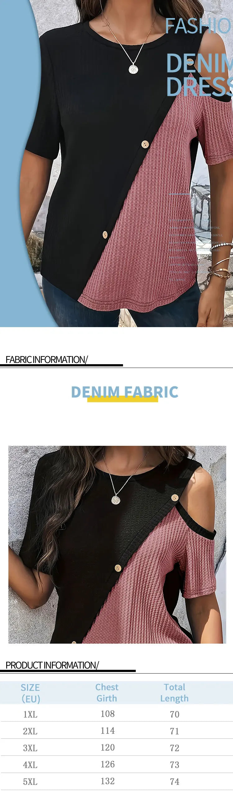 Women Plus Size Woven Spring And Summer T-shirt