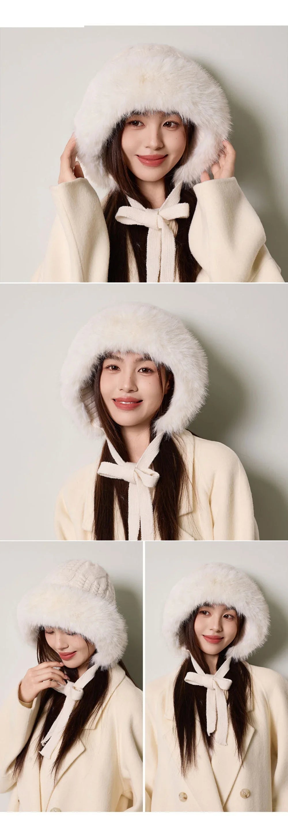 Knitted Hat New Thick Warm Winter Russian Hat Women Windproof Fluffy Fur Hat Lady Skullies Beanies Female Ski Earflap Cap