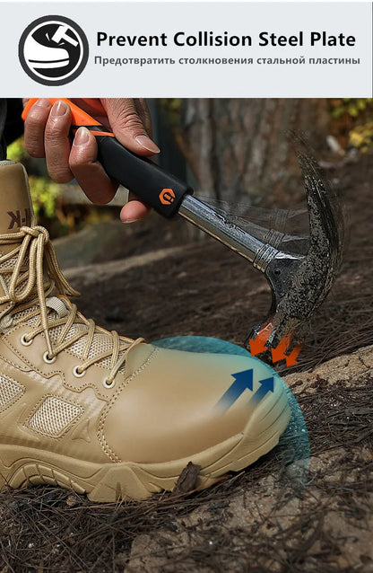 Outdoor Waterproof Safety Shoes Security Steel Toe Cap Men's Boots Working Steel Toe Anti-Smashing Men's Work Boots Size 47