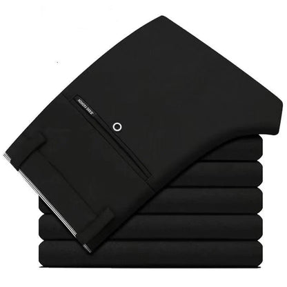 Male Pants Stretch Solid Black Smart Casual Men's Trousers Office Quick Dry Suit Pants New Spring Autumn Korean Straight Pants