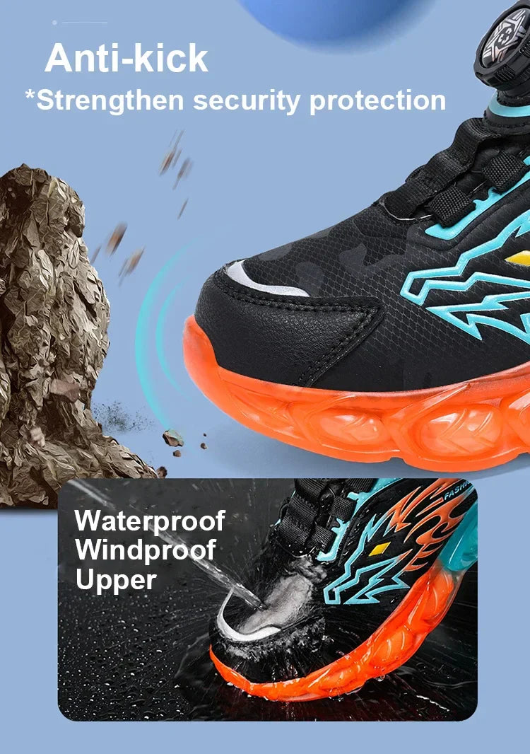 New Anti-skid Leather Kids Sneakers for Boys Running Walking Lightweight Casual Shoes With Fashion Dragon Pattern Shoes