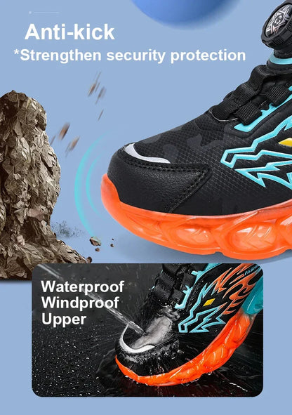 New Anti-skid Leather Kids Sneakers for Boys Running Walking Lightweight Casual Shoes With Fashion Dragon Pattern Shoes
