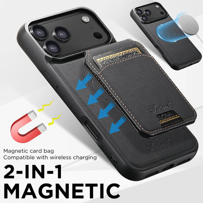 2 in 1 Leather Case For iPhone 17 Promax Air 16 Pro max 15 Plus 14 Pro 13 12 Wireless Charging Kickstand Card Slots Phone Cover