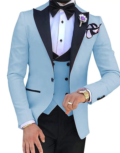 Custom Made Men Suits Terno Slim Groom Tuxedos Wedding Men Suits Terno Masculino (Jacket+Pant+Vest)
