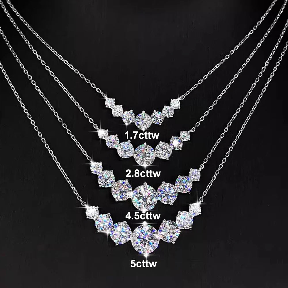 1.7/2.8CT Moissanite Pendant Necklace for Women 925 Sterling Silver Wedding Anniversary Fine Jewelry with Certificates