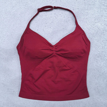 2 Pieces Yoga Set Women Backless Halter Tops High Waist Seamless Shorts Gym Suit Fitness Clothes Sportswear Workout Sets