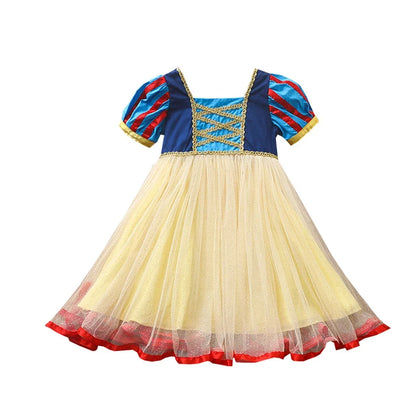Kids Girl Snow White Dress Summer Short Sleeved Birthday Party Elsa Princess 2026 New Halloween Costume for Girls 2-8 Years Old