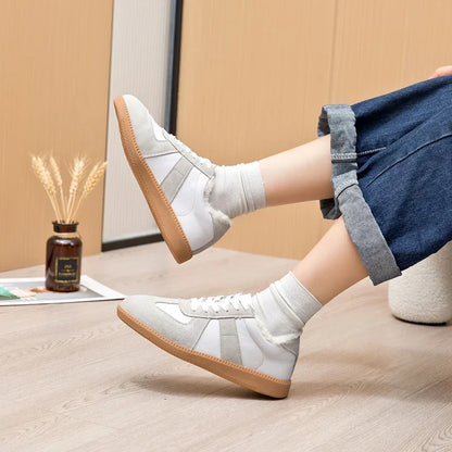 Women's Sneakers 2026 New Genuine Leather Ladies Moral Training Shoes Casual Spring Flat Shoes Women
