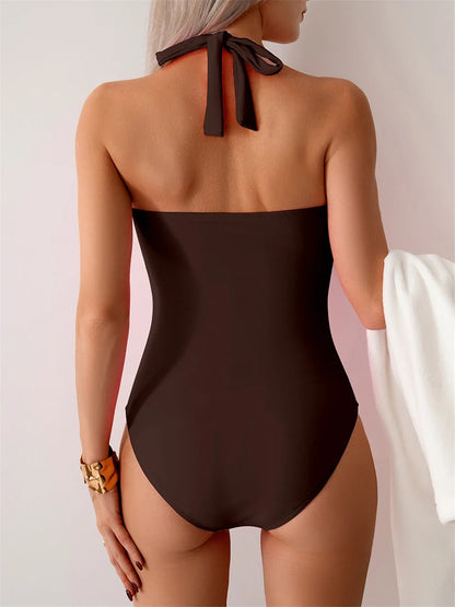 Plain Ruched Fashion Swimsuit Women 2026 One Piece Lace Up Swimwear Female Bathers Bathing Swimming Bodysuit Summer Beachwear