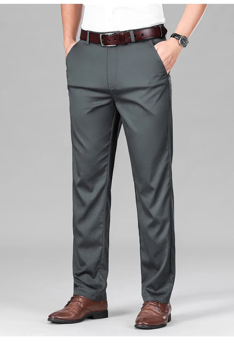 2024 Summer New Men's Business Thin Straight Casual Pants Classic Style cotton Stylish Stretch Luxury Trousers Male Brand