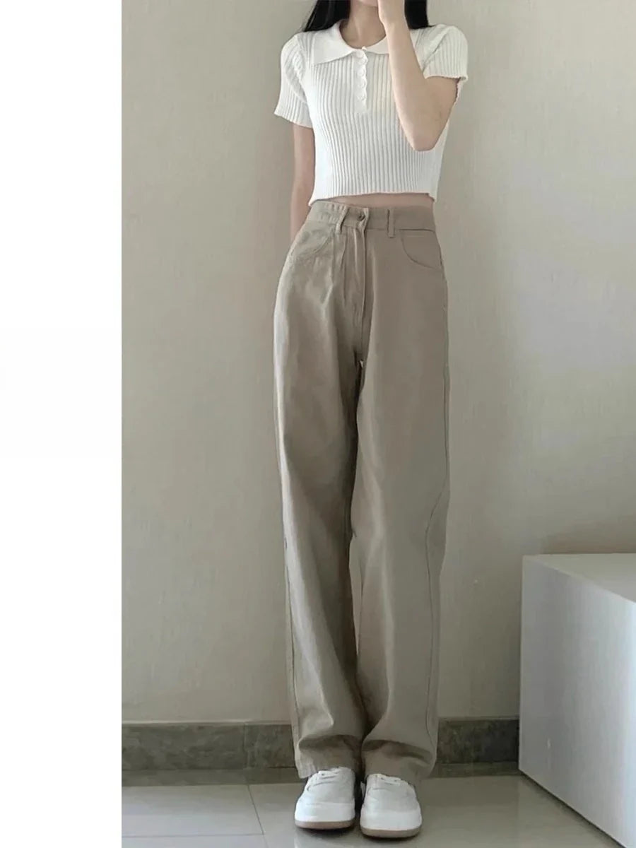 Kaqi White Jeans Women Wide Leg Pants Mom Femme Y2K Jeans Bermuda Woman Trousers Clothing Pantalones Spodnie Damskie
