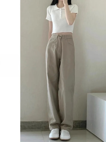 Kaqi White Jeans Women Wide Leg Pants Mom Femme Y2K Jeans Bermuda Woman Trousers Clothing Pantalones Spodnie Damskie