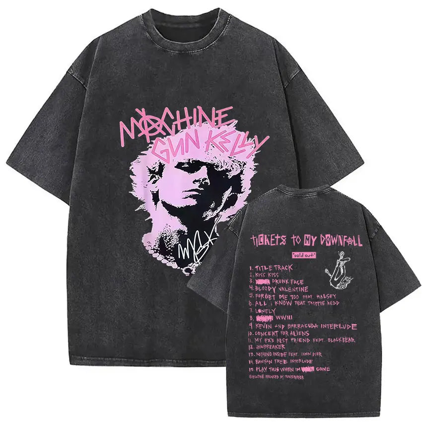 MGK Lost Americana Tour 2025-2026 Vintage Washed T Shirt Men Women Summer Fashion Cotton Short Sleeve T-shirt Fans Gift Clothing