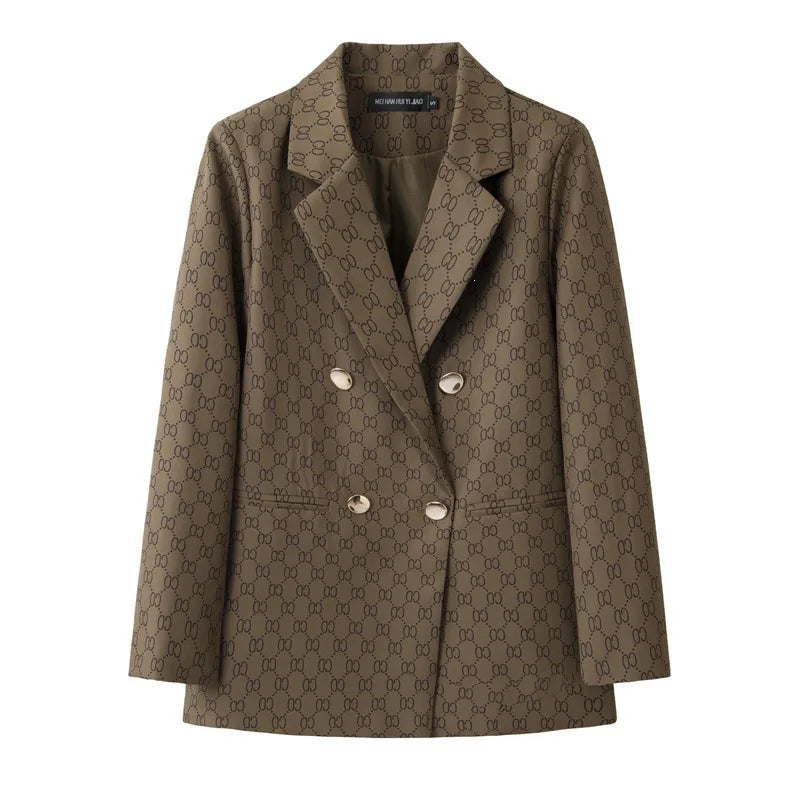 Casual Plaid Women's Suit Jacket Spring Autumn New Style Large Size Street Style Top Quality Polyester Commute Style Fashionable
