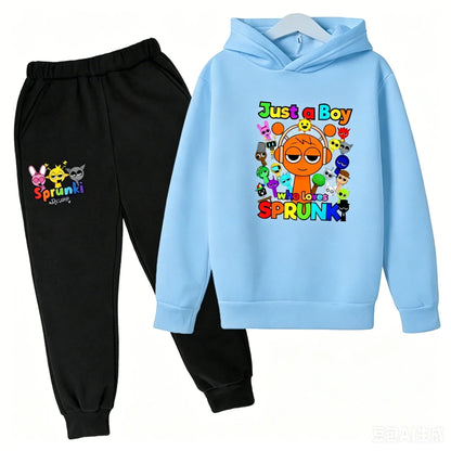Sprunki Kids Clothes Hoodie+pants Age 2-12 Boy Girl Incredibox Anime Figures Sweatshirt Spring Autumn Pullover for Children Sets