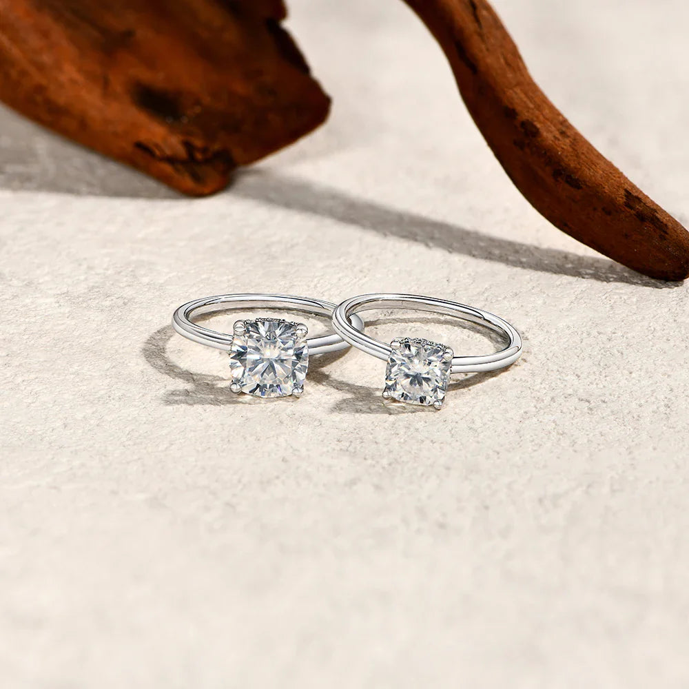 Bague ATTAGEMS Moissanite Taille Coussin 1,5ct 2,5ct DVVS1 Argent 925 Plaqué Or 18K pour Femme Alliance de Mariage Bijoux Fins