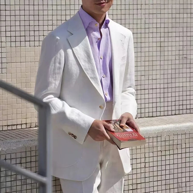Summer Thin Retro Men's Breathable Linen Small Suit Italian Retro Slim Casual Blazer Trendy