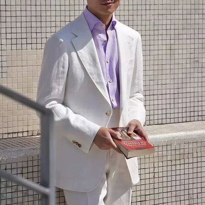 Summer Thin Retro Men's Breathable Linen Small Suit Italian Retro Slim Casual Blazer Trendy
