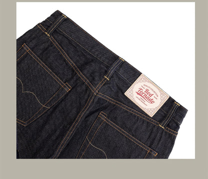 American Pants Men's Summer Thin 12oz Loose Straight Selvedge Denim Jeans 634 Version